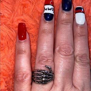 Skeleton hand biker ring